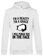 Hoodie barbat cu gluga I am a grace Alb