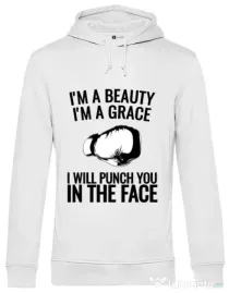 Hoodie barbat cu gluga I am a grace Alb