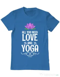 Tricou ADLER barbat Love and yoga Albastru azuriu