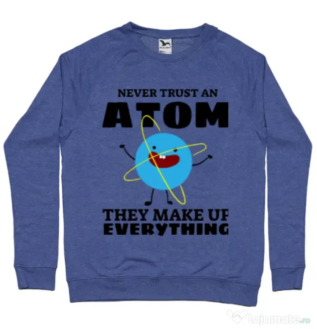 Bluza ADLER barbat Never trust an atom Albastru melanj
