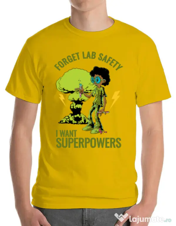 Tricou ADLER barbat I want superpowers Galben