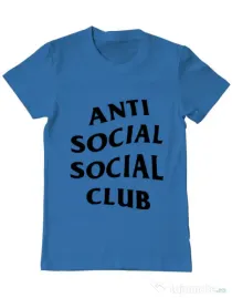 Tricou ADLER barbat Anti social Club Albastru azuriu