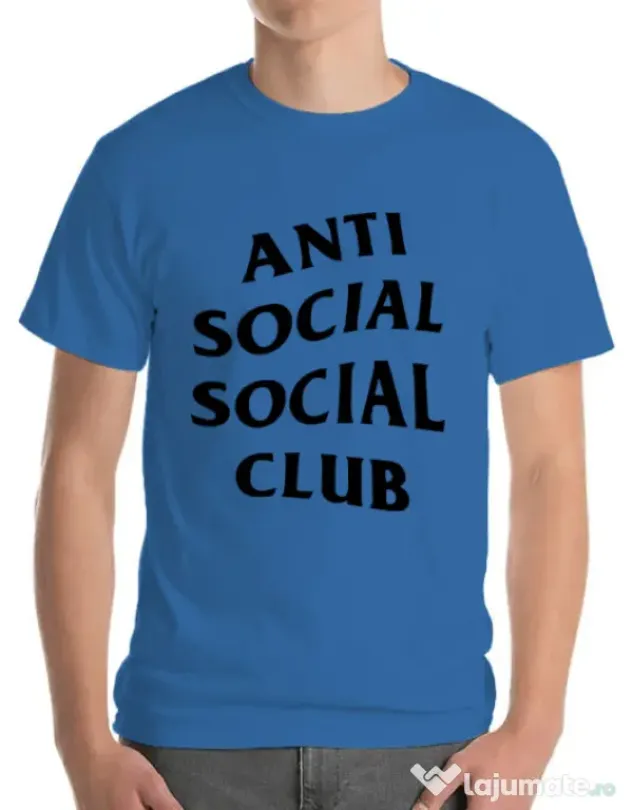 Tricou ADLER barbat Anti social Club Albastru azuriu