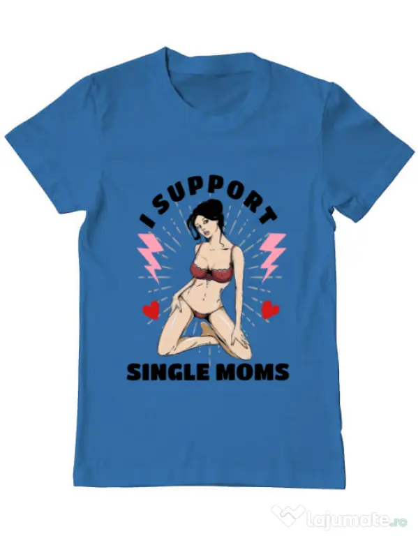 Tricou ADLER barbat I Support Single Moms Albastru azuriu
