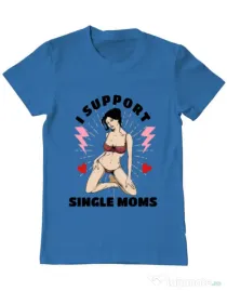 Tricou ADLER barbat I Support Single Moms Albastru azuriu