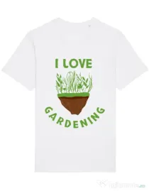 Tricou STANLEY STELLA barbat I love gardening Alb