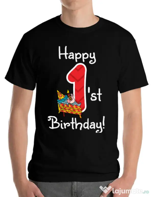 Tricou ADLER barbat Happy Birthday! Negru
