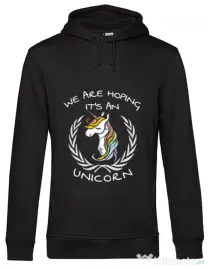 Hoodie barbat cu gluga Hoping for an unicorn Negru
