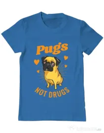 Tricou ADLER barbat Pugs not drugs Albastru azuriu