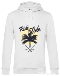Hoodie barbat cu gluga Ride the tide Alb
