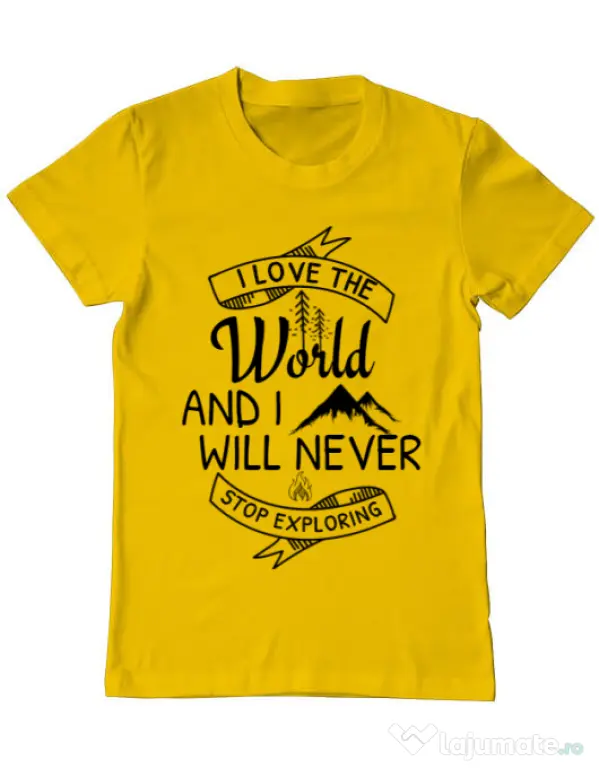 Tricou ADLER barbat I love the world Galben