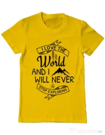 Tricou ADLER barbat I love the world Galben
