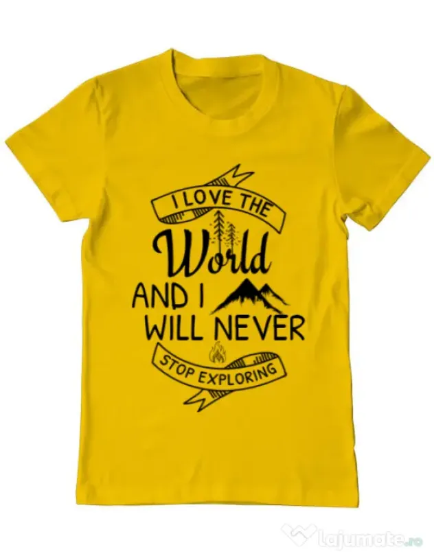 Tricou ADLER barbat I love the world Galben