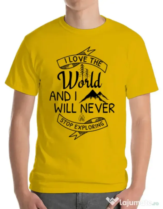Tricou ADLER barbat I love the world Galben
