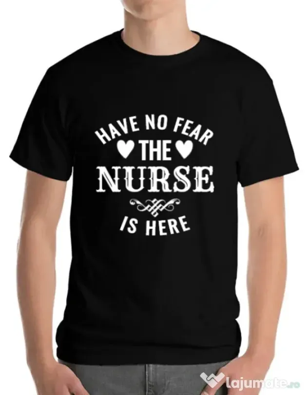 Tricou ADLER barbat The nurse is here Negru