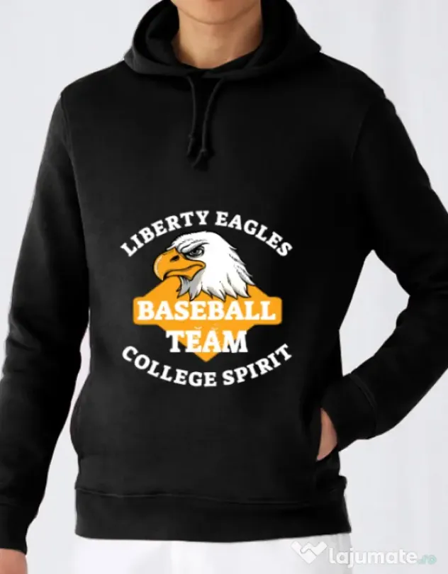 Hoodie barbat cu gluga Liberty eagles Negru