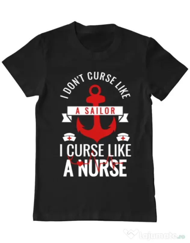 Tricou ADLER barbat Curse like a nurse Negru