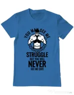 Tricou ADLER barbat Never quit Albastru azuriu