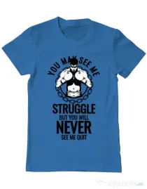 Tricou ADLER barbat Never quit Albastru azuriu