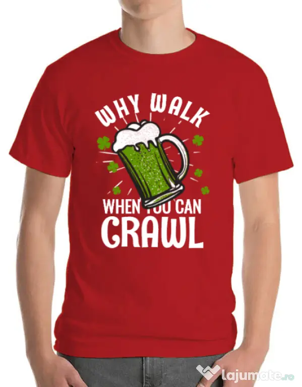 Tricou ADLER barbat Why walk Rosu