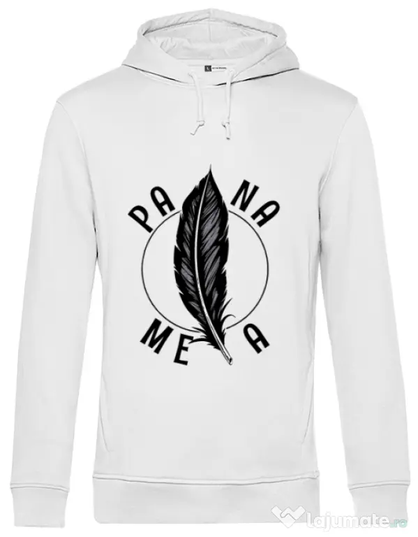 Hoodie barbat cu gluga Pana mea Alb