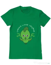 Tricou ADLER barbat Chicks love vegans Verde mediu