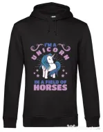 Hoodie barbat cu gluga Just a unicorn Negru