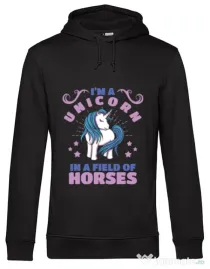 Hoodie barbat cu gluga Just a unicorn Negru