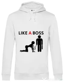 Hoodie barbat cu gluga Like a boss Alb