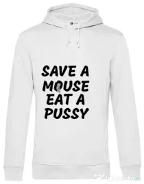 Hoodie barbat cu gluga Save a mouse Alb
