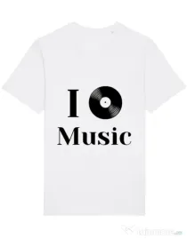 Tricou STANLEY STELLA barbat I love music Alb