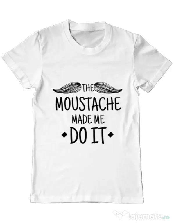 Tricou ADLER barbat The moustache Alb