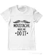 Tricou ADLER barbat The moustache Alb