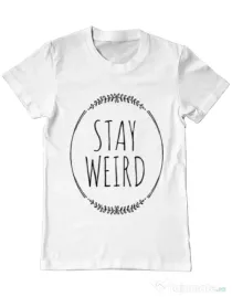Tricou ADLER barbat Stay weird Alb