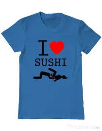 Tricou ADLER barbat I love sushi Albastru azuriu
