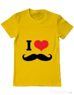 Tricou ADLER barbat I love moustaches Galben