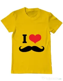 Tricou ADLER barbat I love moustaches Galben