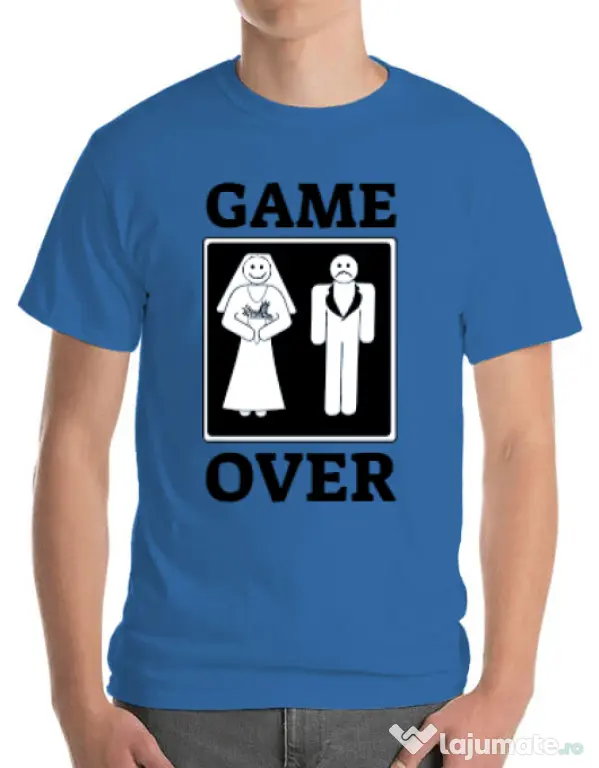 Tricou ADLER barbat Game over Albastru azuriu