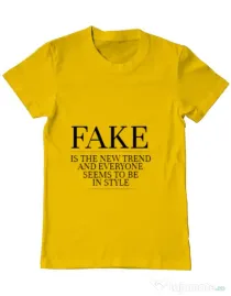 Tricou ADLER barbat Fake is the new trend Galben