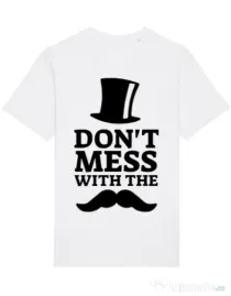 Tricou STANLEY STELLA barbat Do not mess with the moustache Alb