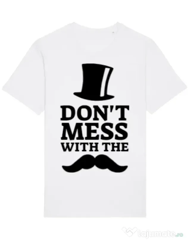 Tricou STANLEY STELLA barbat Do not mess with the moustache Alb