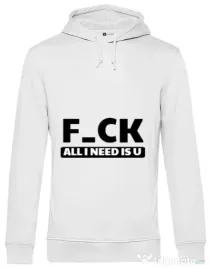 Hoodie barbat cu gluga All i need is U Alb