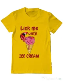 Tricou ADLER barbat Lick me until ice cream Galben