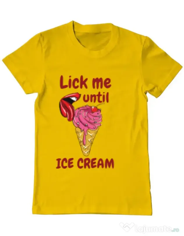 Tricou ADLER barbat Lick me until ice cream Galben