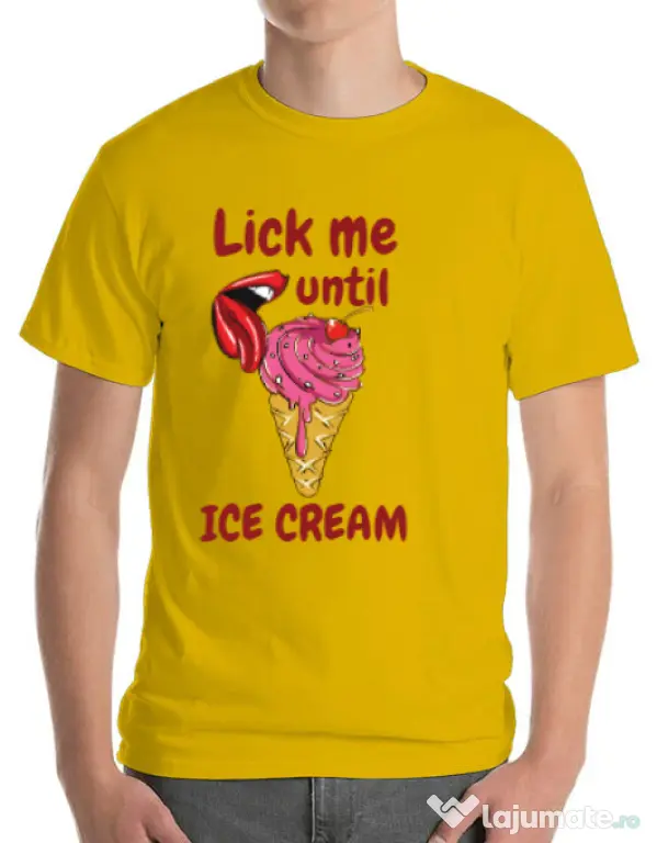 Tricou ADLER barbat Lick me until ice cream Galben