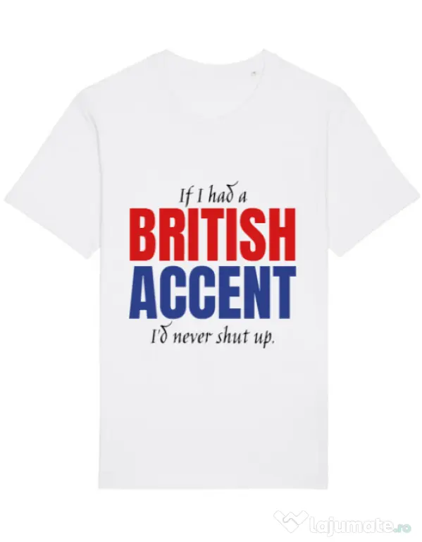Tricou STANLEY STELLA barbat British accent Alb