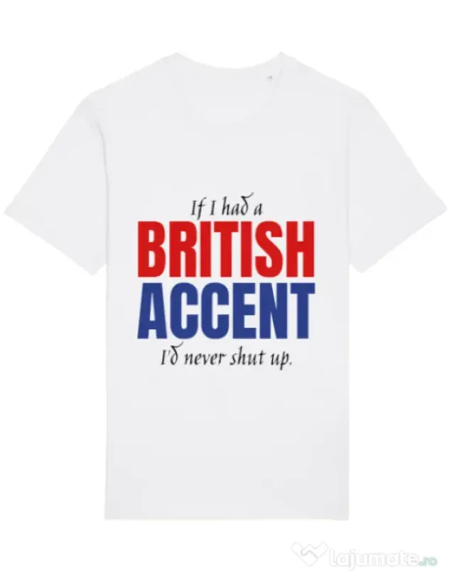 Tricou STANLEY STELLA barbat British accent Alb