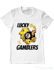 Tricou ADLER barbat Lucky gamblers Alb