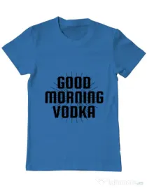 Tricou ADLER barbat Good morning vodka Albastru azuriu