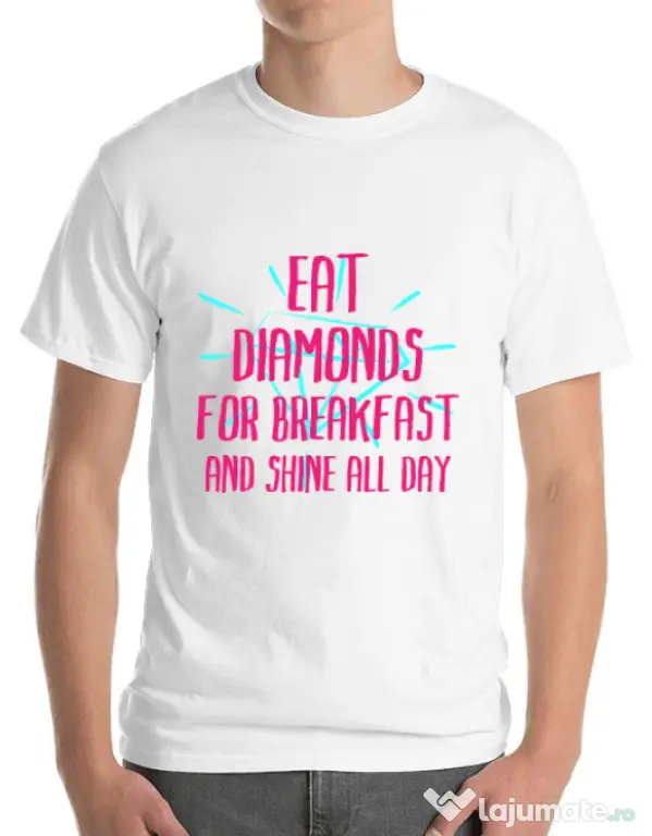 Tricou ADLER barbat Eat diamonds Alb